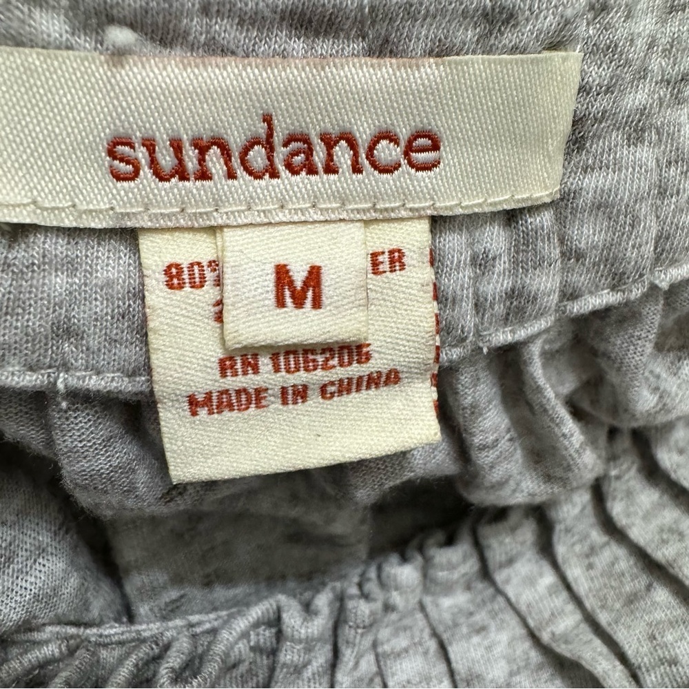 Sundance Peasant Top‎ Blouse Sz M Gray Sweet Serenade Neutral Linen Blend - Picture 5 of 7